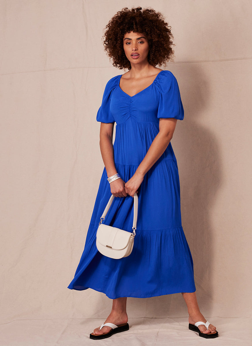 Blue Tiered Boho Maxi Dress – Mint Velvet